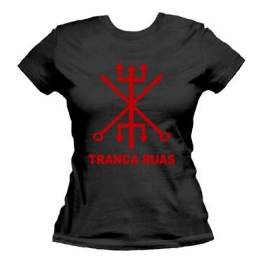 Imagem de Camiseta Exu Tranca Rua Orixá Candomblé Sarava Feminina - BLACKCHIC, P