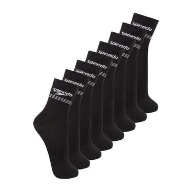 Imagem de Kit com 8 Pares de Meias Esportiva Cano Médio Speedo 8030, Preto, 39-4