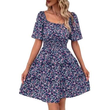 Imagem de Vestido PRETTYGARDEN 2025 Floral de Verão com Decote Quadrado Boho