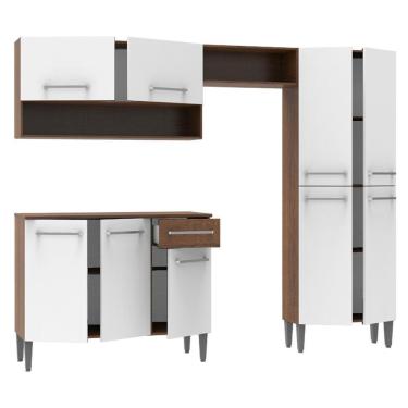 Imagem de Cozinha Compacta Emilly com Armário e Balcão Branco Madesa