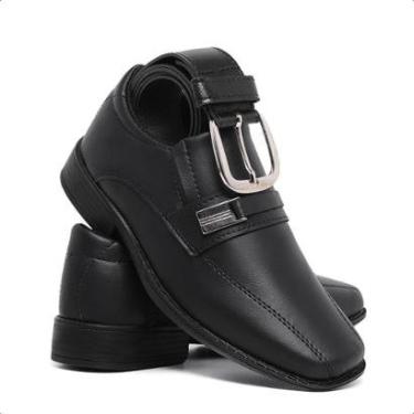 Imagem de Kit Sapato Social Infantil Cinto Menino 445 Formatura Preto-Masculino