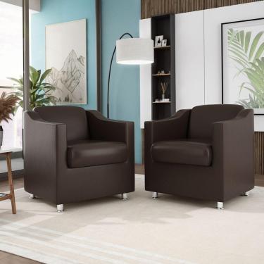 Imagem de Kit 2 Poltronas Decorativas Consultorio Recepção Sala Marrom