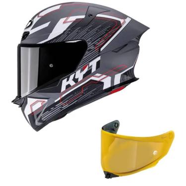 Imagem de Capacete KYT TT Revo Speeding Preto e Cinza Mais Viseira Dourada-Masculino