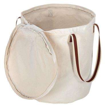 Imagem de Cesto Organizador Tramontina Em Lona Natural Bege Com Tampa E Fechamento à Fecho 91751006