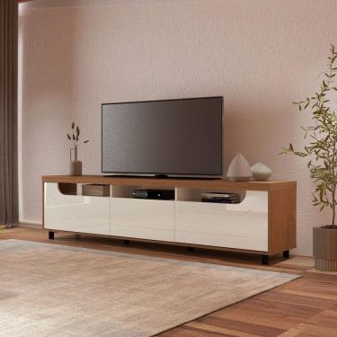 Imagem de Rack para TV Até 75 Polegadas Mercury 2 Portas 1 Gaveta Cinamomo/Off White - Artely Móveis