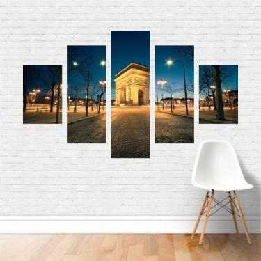 Imagem de Quadro Cidades Arco do Triunfo Iluminado Paris França Canvas