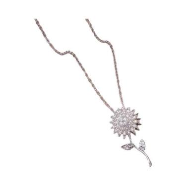 Imagem de Colar Feminino Dourado Com Pingente Girassol De Zircônia Cúbica Em Lig