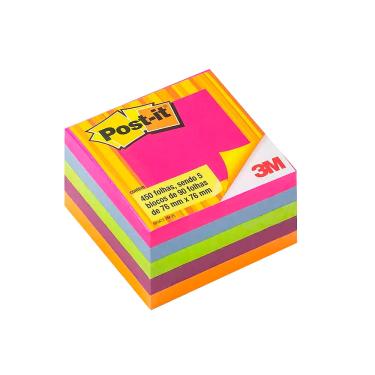 Imagem de Bloco Adesivo Post It 3M Cubo Tropical 76x76mm 450 Folhas