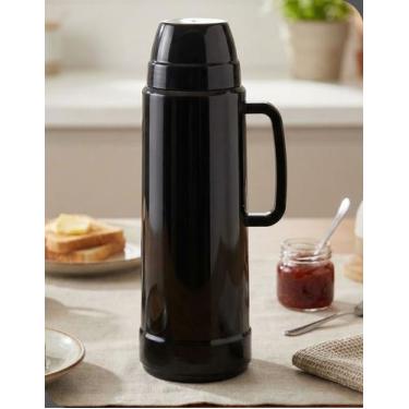 Imagem de Garrafa Térmica Mor Use 1L Preta Café e Chá Quente por 24 Horas Isolam