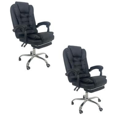 Imagem de Kit 2 Cadeiras De Escritório Presidente Soft Ergonômica Apoio Para Pés Preto