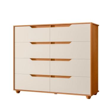 Imagem de Comoda Doble 8 Gavetas Quarto Cinamomo Com Off White Vistas Flex - Albatroz