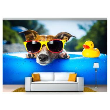 Imagem de Papel De Parede Animais Cachorro Férias 3D Anm113