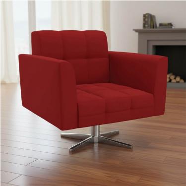 Imagem de Poltrona Sala Decorativa Elisa Base Giratória Cromada Veludo Marsala D03 - D'Rossi