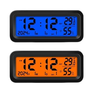 Imagem de Termômetro De Painel LED Luminoso Solar USB Para Carro, Relógio Eletrô