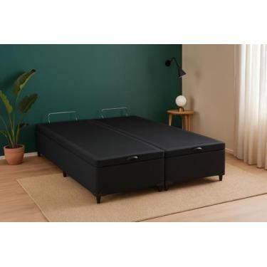 Imagem de Base Box Baú Casal Bipartido Suede 138x188x35 - Sarah Colchão, Preto