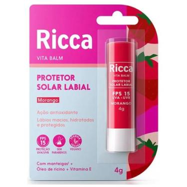 Imagem de Protetor Solar Labial FPS15 Morango Vita Balm Ricca 4g