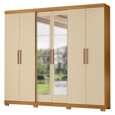 Imagem de Guarda Roupa Casal San Diego Carvalho Americano Off White Com Espelho - Incorplac