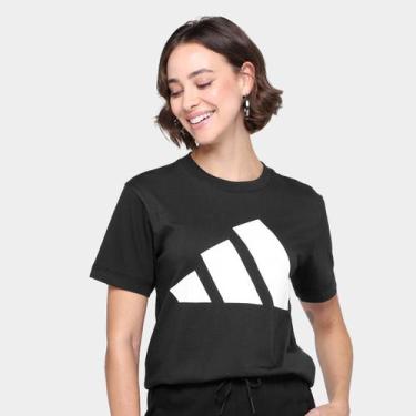 Imagem de Camiseta Adidas Logo Feminina, Preto+Branco, M
