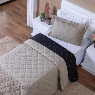 Imagem de Kit Cobre Leito Dupla Face Solteiro Bordado Essence Hipercal 400 Fios 