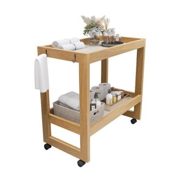 Imagem de Carrinho Banheiro Organizador Multiuso Com Rodinhas 2 Prateleira Pérola