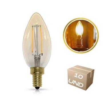 Imagem de Kit 10 lâmpadas LED filamento Vela E12 4W 300 LM 2400K âmbar decorativ