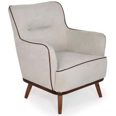 Imagem de Poltrona Para Sala Isabella Base Castanho Suede Tramado Cinza - Nexta Casa