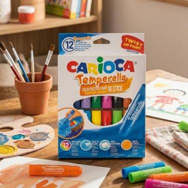 Imagem de Tinta Guache Bastão 12 Cores Tinta Sólida Escolar Pintura Infantil Des