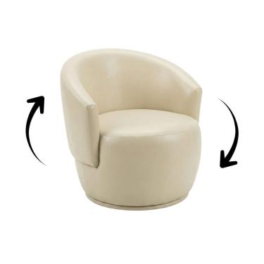 Imagem de Poltrona Giratória Decorativa Sala Estar Orgânica Beatriz Corino Bege - Montanaris Decor