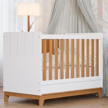 Imagem de Berço Americano Mini Cama 2 em 1 Estilo Retrô 100% MDF - Faura, BRANCO