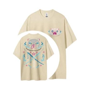 Imagem de Camiseta Unissex De Algodão Respirável De Verão Demon Slayer Inosuke A