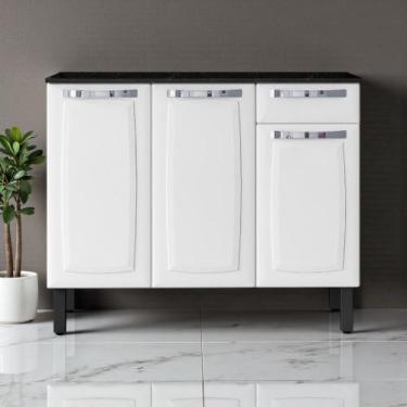 Imagem de Balcão Cozinha em Aço 3 Portas 1 Gaveta 105cm com Tampo Rose Itatiaia