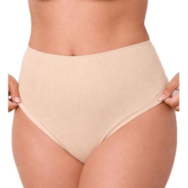 Imagem de Calcinha Cavada Canelada Fofatex 257 Plus Size, Chocolate, 56