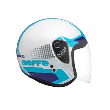 Imagem de Capacete Moto Aberto Bieffe Allegro Extent, Branco Perolado com Azul, 