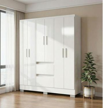 Imagem de Roupeiro Nápoles Branco com 6 Portas e 2 Gavetas Poquema, Branco