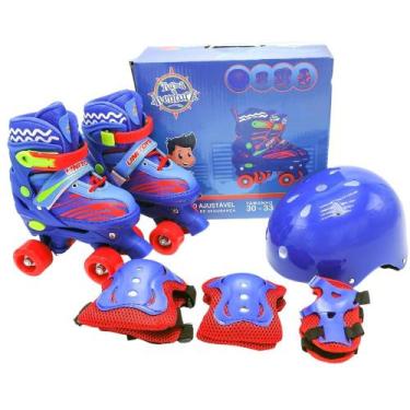 Imagem de Patins Quad Infantil Ajustável Unitoys Com Capacete e Kit de Proteção 