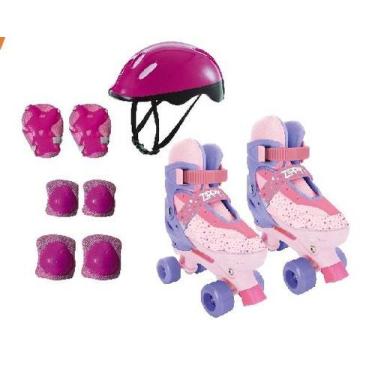 Imagem de Patins roller ajustável com kit proteção infantil 30 ao 33 zippy toys 