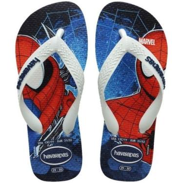 Imagem de Chinelo infantil Havaianas Top Marvel Ii Fc - unissex - branco e azul,
