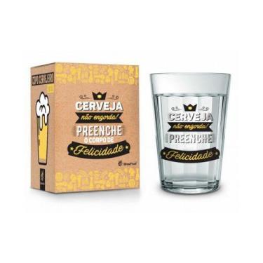 Imagem de Copo Americano em Vidro Cerveja Não Engorda 190ml - BrasFoot