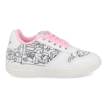Imagem de Tênis Infantil Minipé Bobbie Goods Para Colorir, 27, Branco, Rosa
