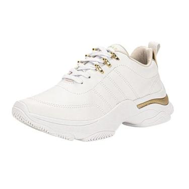 Imagem de Tênis Feminino Ramarim Sneaker Dad Chunky 2574202 Branco Dourado, 35, 