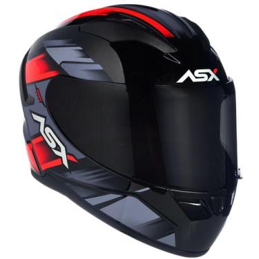 Imagem de Capacete Fechado Asx City Start Brilho Preto Vermelho Cinza , 62/XL (6