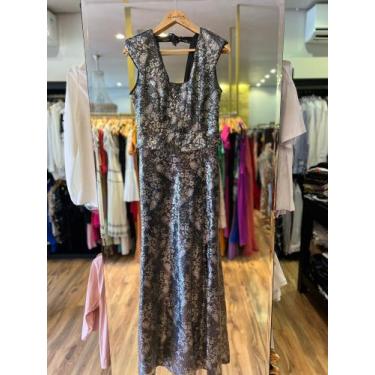 Imagem de Vestido longo magalu feminio preto c/ prata tam 42