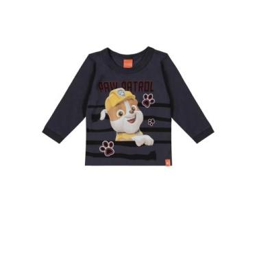 Imagem de Camiseta Manga Longa Infantil Menino Patrulha Canina Cinza-Tamanho 6 -