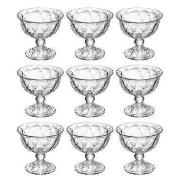 Imagem de Conjunto de Taças de Sobremesa em Cristal Diamond 180mL - Lyor , 9 Peç