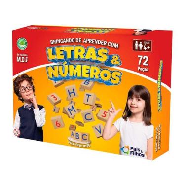 Imagem de Jogo Educativo - Madeira - Letras e Números - 72 Peças - Pais e Filhos