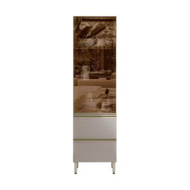 Imagem de Cristaleira Proença D9170 60 cm 1 Porta Reflecta e 2 Gavetas Nogueira 