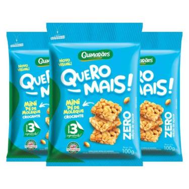 Imagem de KIT 3 Mini Pé De Moleque Zero Quero Mais 100g Guimarães