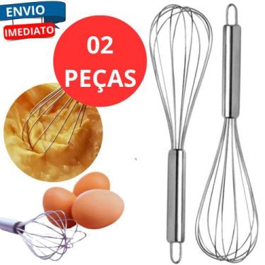 Imagem de kit 2 Batedor de Ovos Fuê Manual para Cozinha em Aço Inox Cremes Molho
