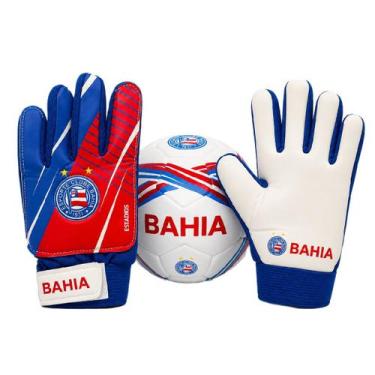 Imagem de Kit Goleiro Bahia Bola + Luva Goleiro - Infantil Tamanho:7Cor:Azul, 7,