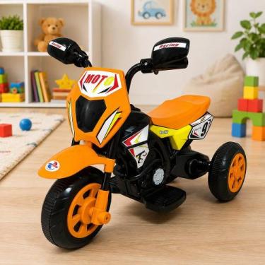 Imagem de Moto Elétrica Infantil Cross com Luz - Laranja - Unitoys